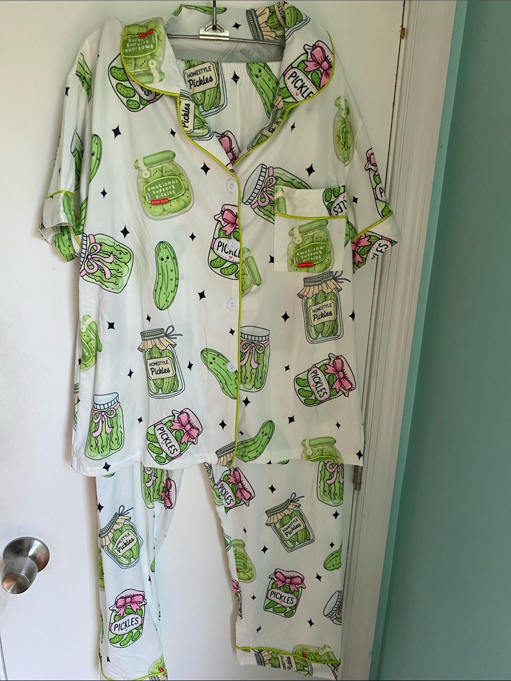 Adorable Pickle-Print  3-piece Pajama Set